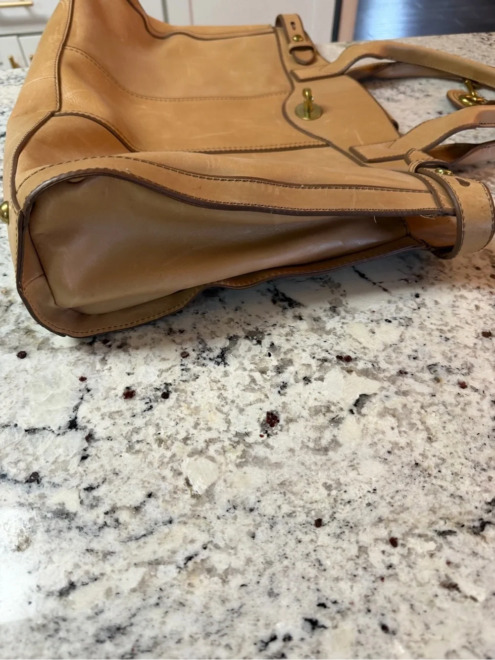 Fossil Leather Laptop Tote in Tan